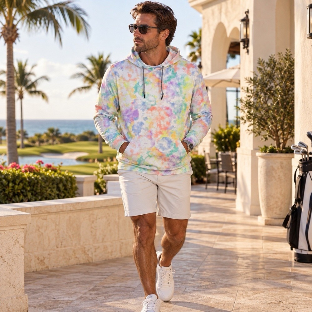 Rhoback The Rainbow Tie Dye Performance Hoodie Men's M Limited Edition White